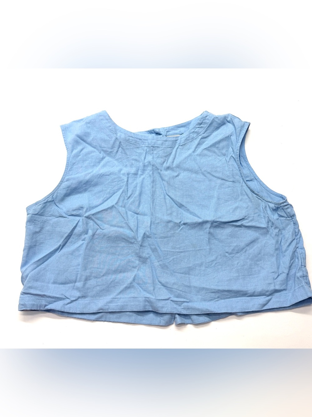 A New Day Light Sky Blue Sleeveless Women's Cropped Linen Tank Top